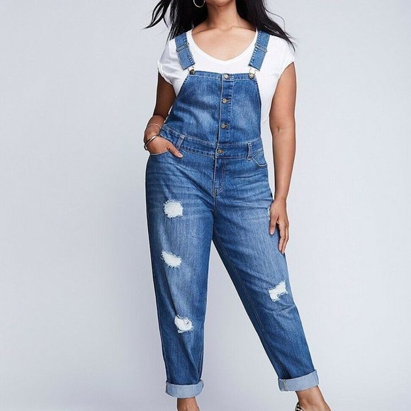 Lane Bryant Denim - Lane Bryant Boyfriend Overalls Distressed Women's Plus Size 24 H11593